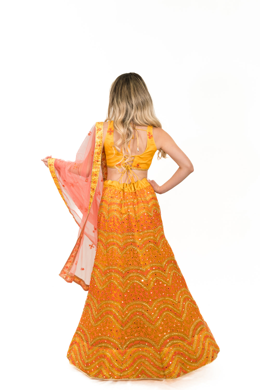 Mustard Yellow Sequined lehenga