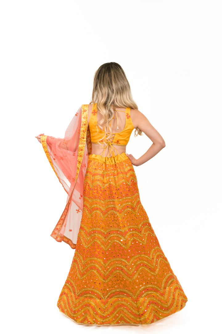 Mustard Yellow Sequined lehenga