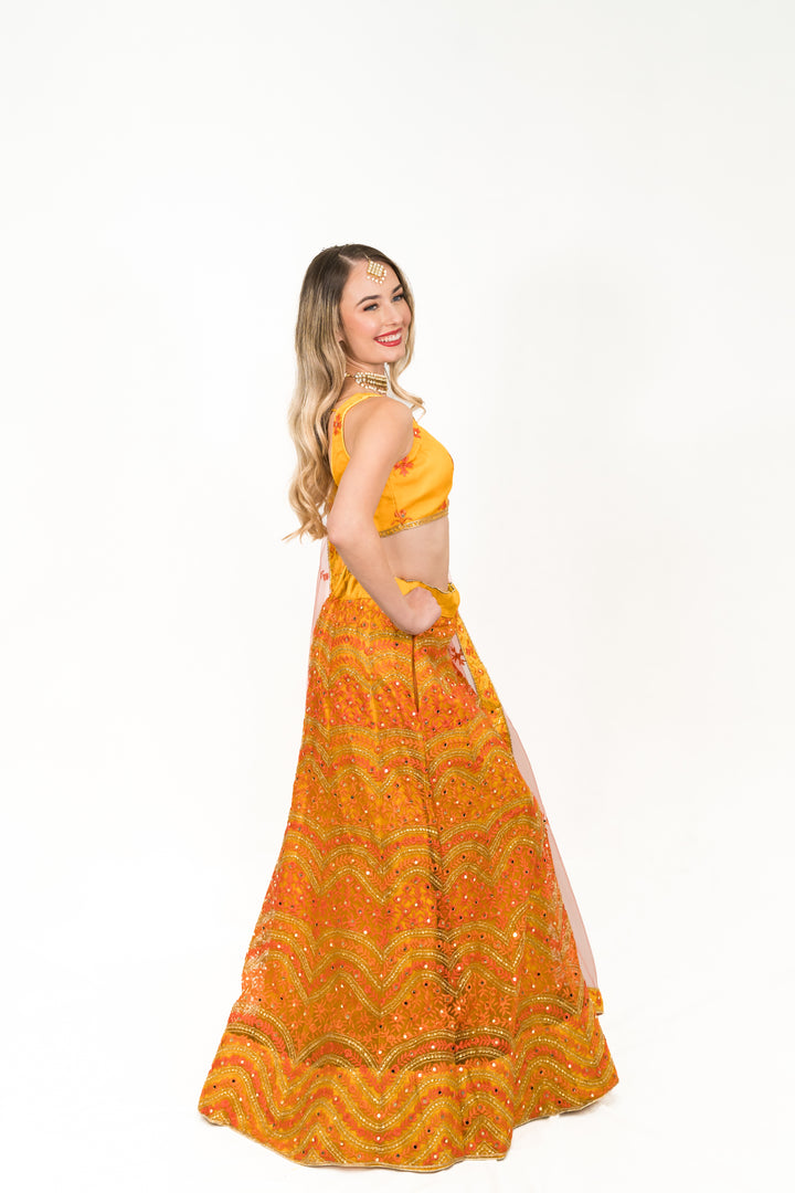 Mustard Yellow Sequined lehenga