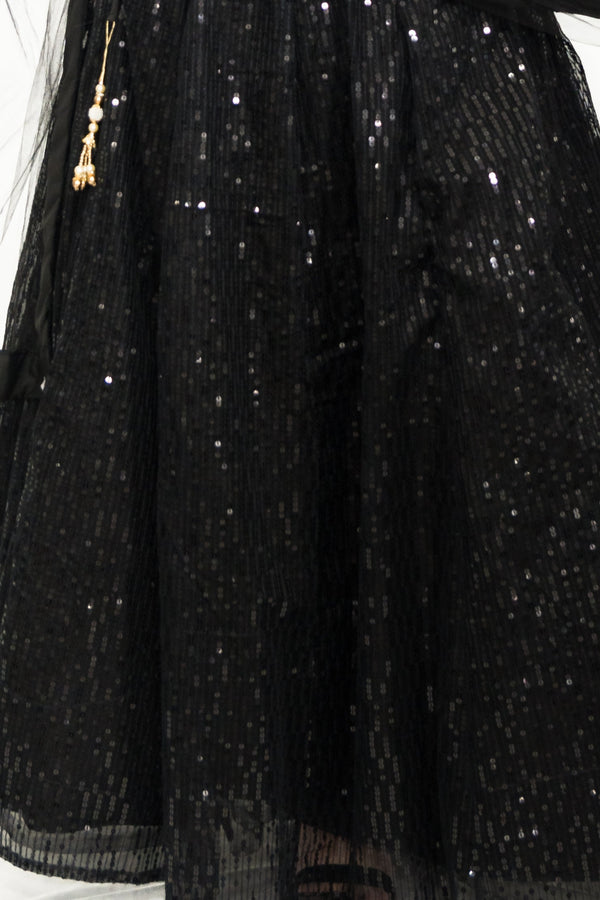 Black Sequined Net Lehenga Choli