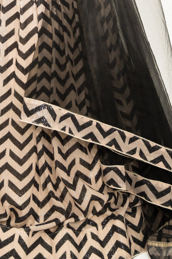 Black Chevron Embroidery Lehenga (Outside Ontario)