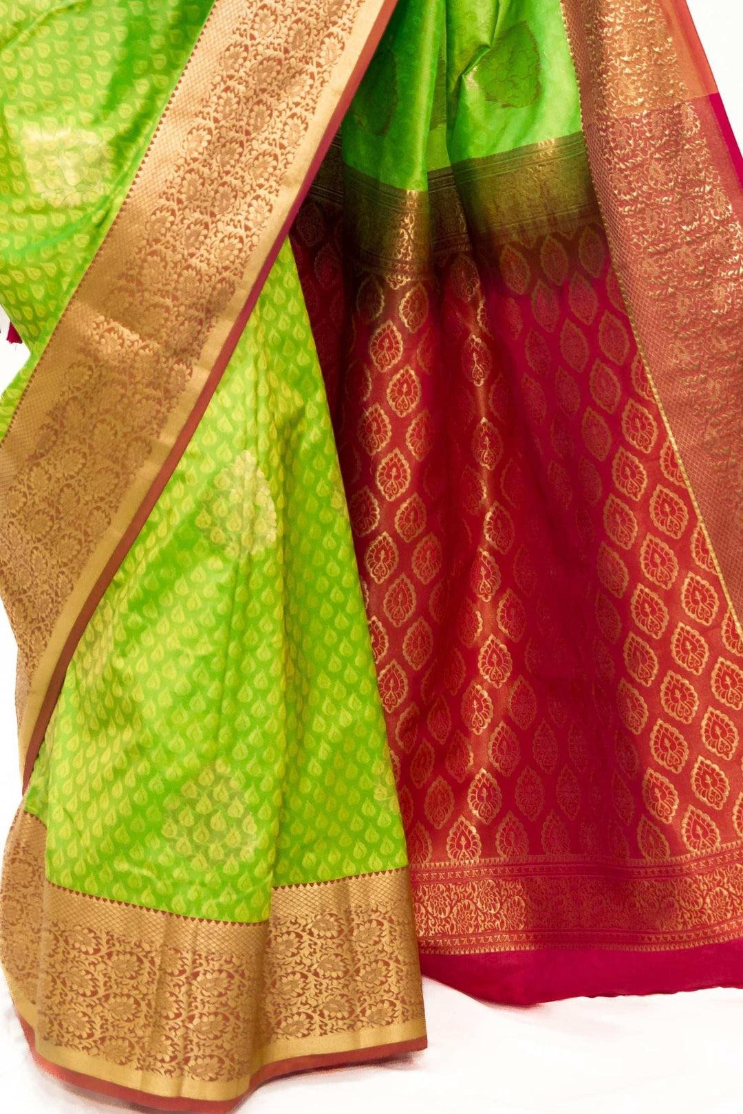 Lime Green Banarsi silk Saree (Outside Ontario) - myethnicrentals