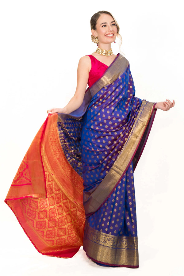 Electric Purple Silk Saree (Outside Ontario) - myethnicrentals