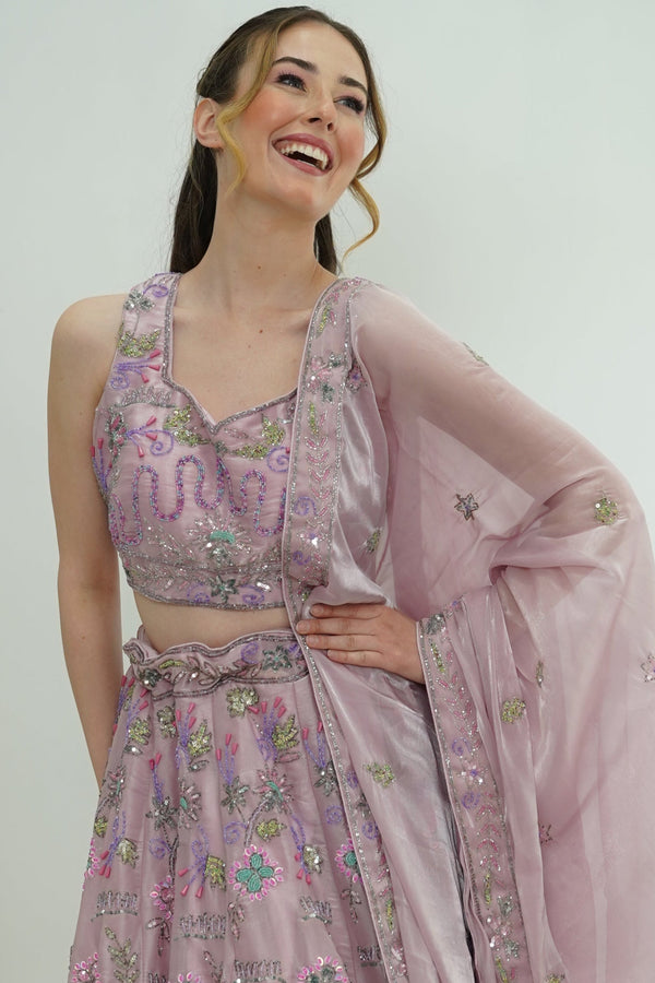 Lilac Bloom Sequin Embroidered Lehenga