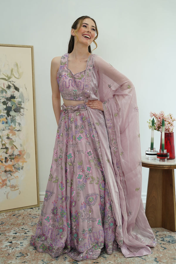 Lilac Bloom Sequin Embroidered Lehenga