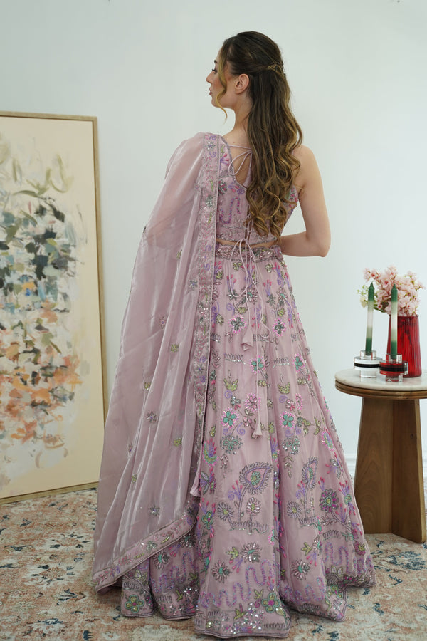 Lilac Bloom Sequin Embroidered Lehenga
