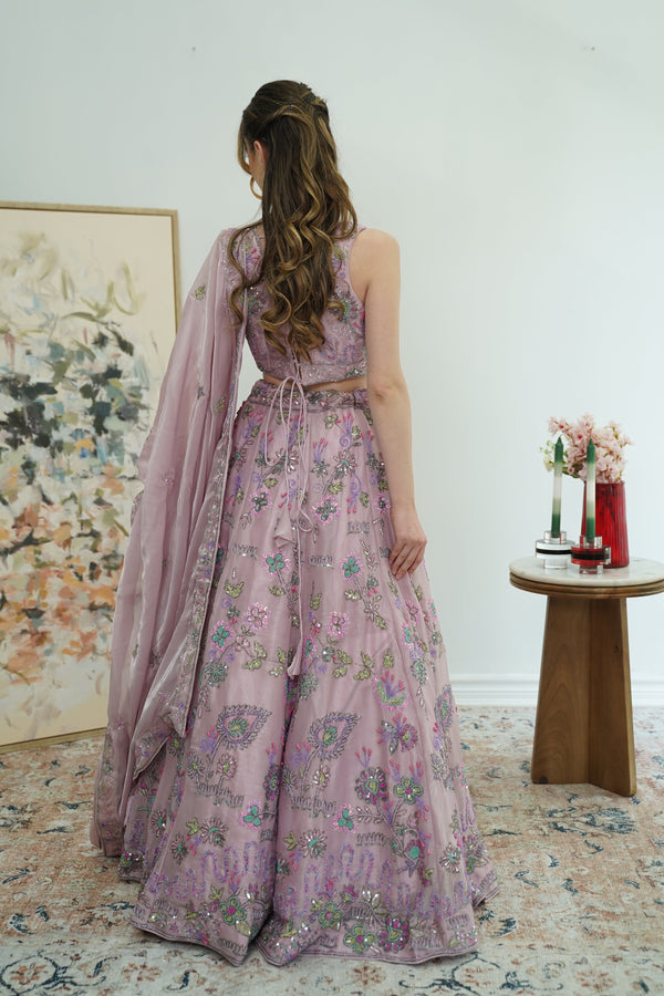 Lilac Bloom Sequin Embroidered Lehenga
