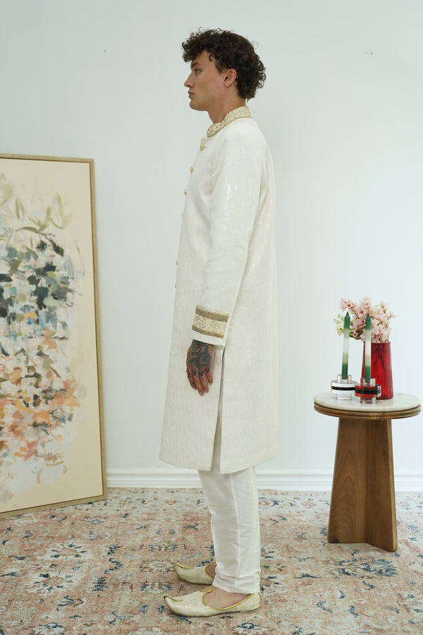 Ivory Sequin Classic Sherwani Set