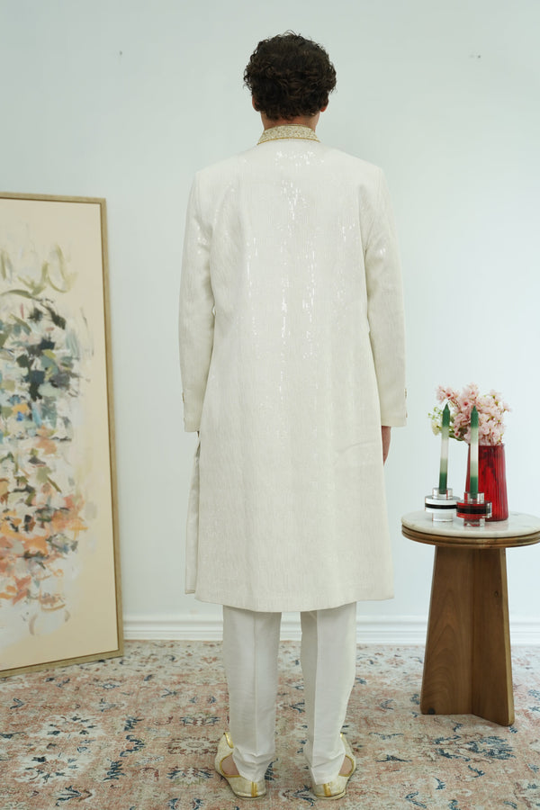Ivory Sequin Classic Sherwani Set