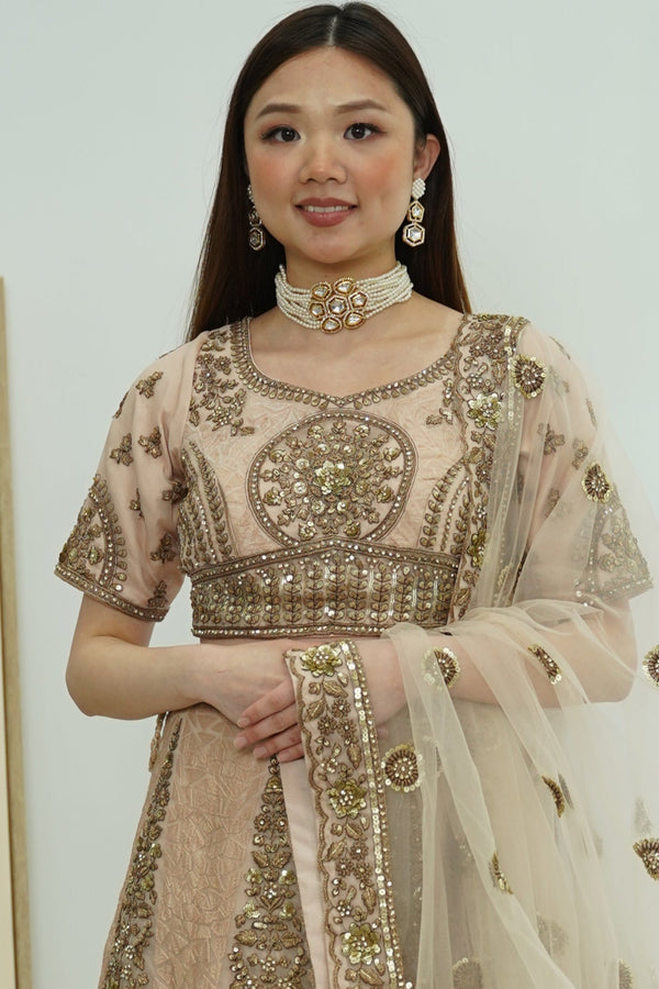 Blush Pink Floral Lehenga