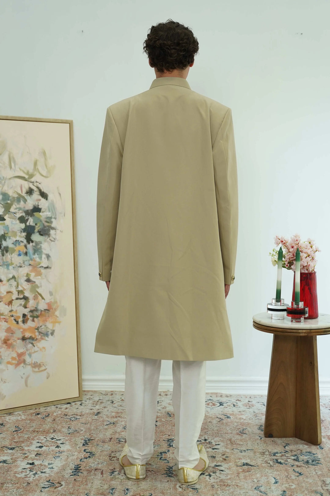 Sage Floral Embroidered Sherwani Set (Outside Ontario) - myethnicrentals