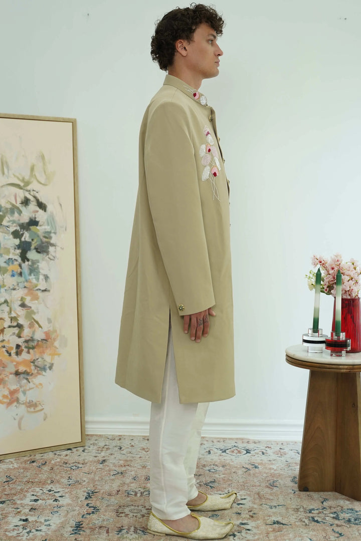 Sage Floral Embroidered Sherwani Set (Outside Ontario) - myethnicrentals