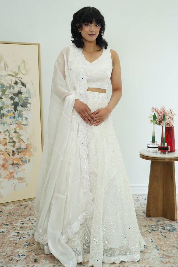 Ethereal Glow Ivory Sequin Lehenga
