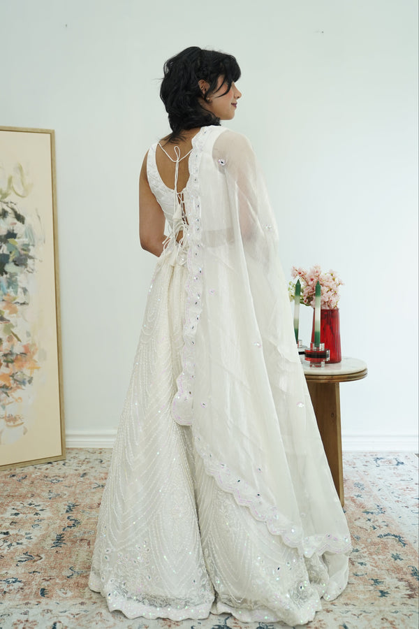 Ethereal Glow Ivory Sequin Lehenga