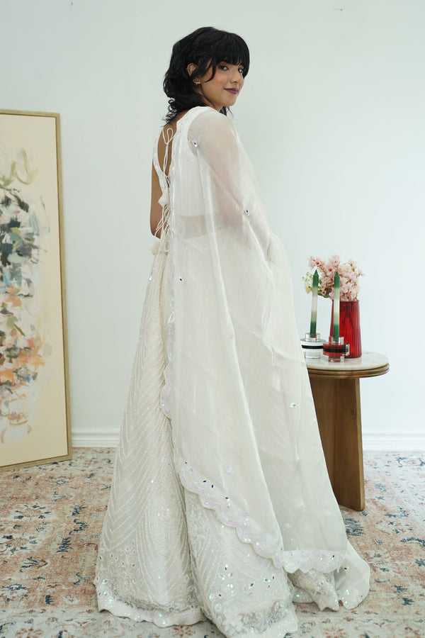 Ethereal Glow Ivory Sequin Lehenga