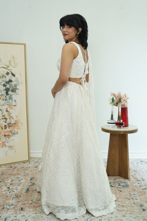 Ethereal Glow Ivory Sequin Lehenga