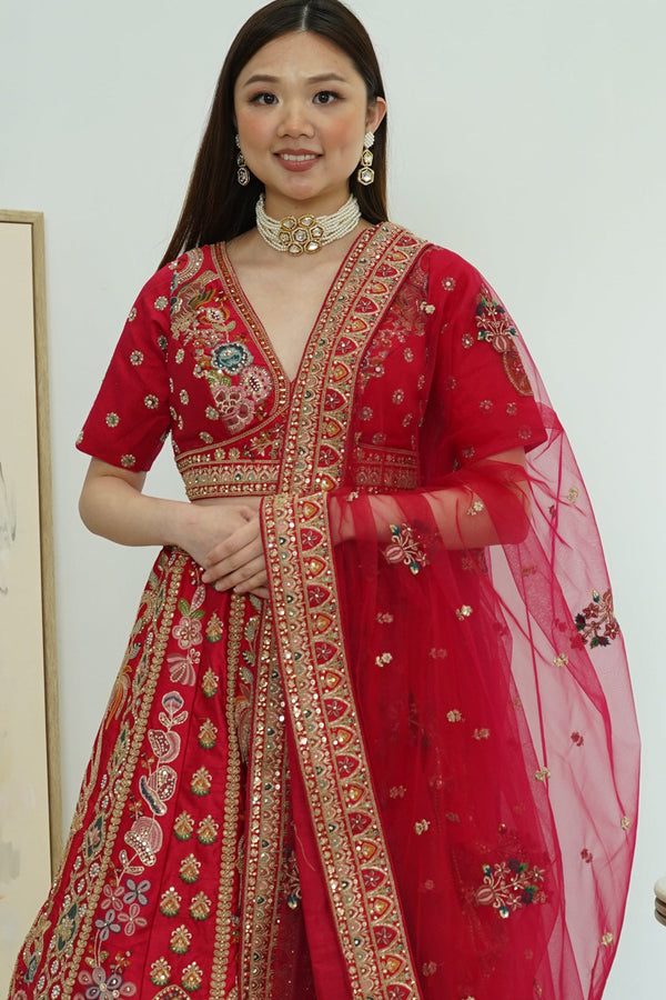 Heirloom Maroon Bridal Lehenga