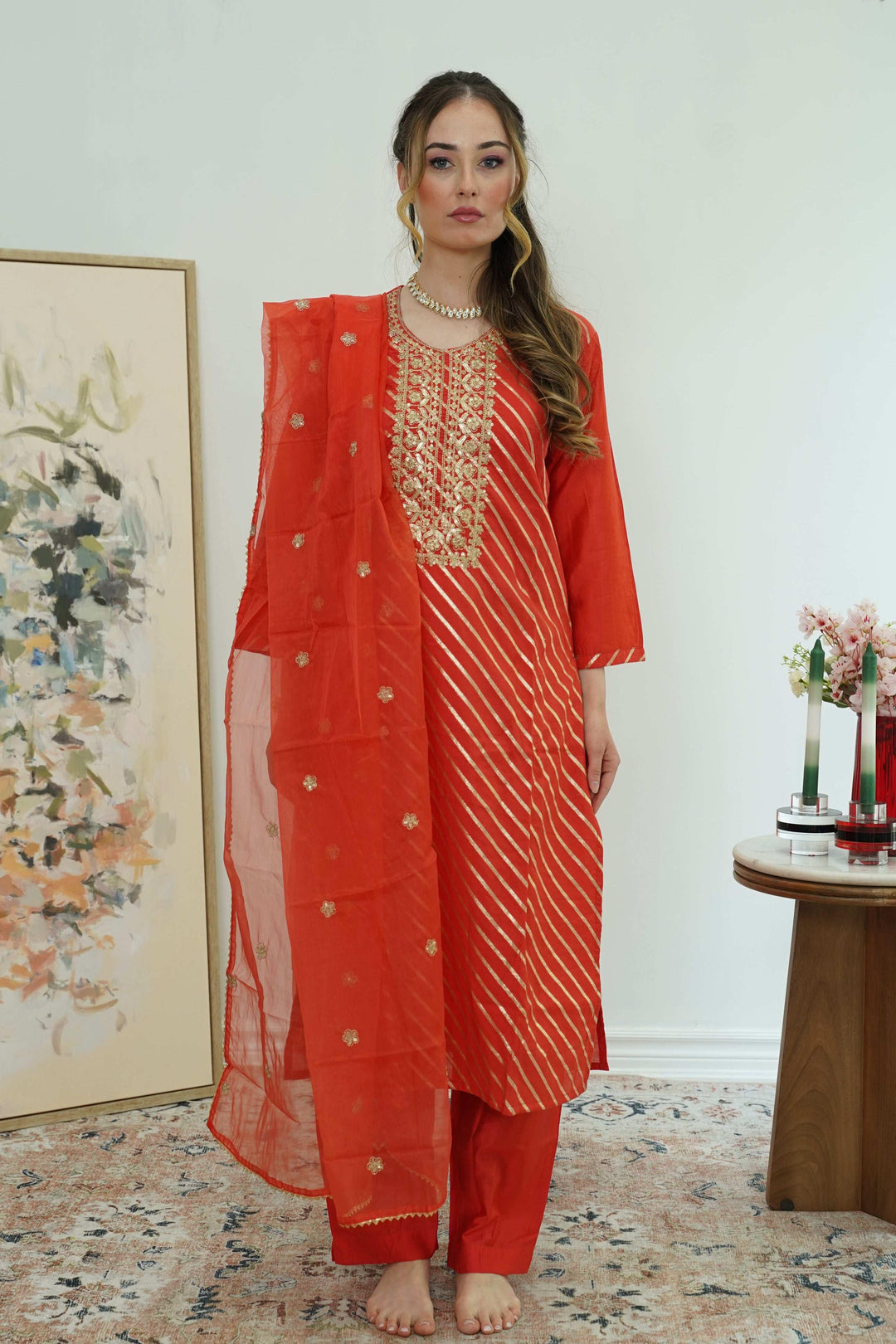 Sunset Stripes Salwar Kameez (Outside Ontario) - myethnicrentals