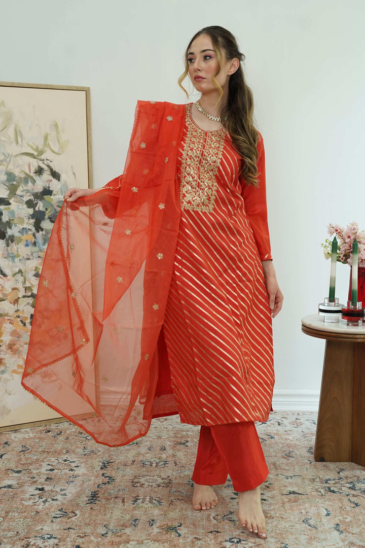 Sunset Stripes Salwar Kameez (Outside Ontario) - myethnicrentals