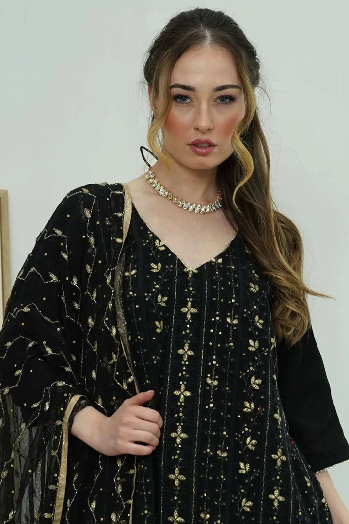 Midnight Dori Embroidered Salwar Kameez (Outside Ontario) - myethnicrentals