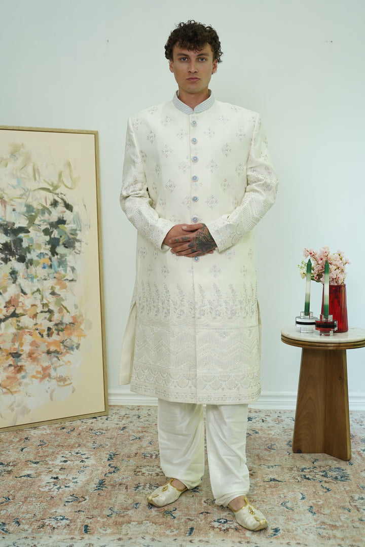 Regal floral Embroidered Sherwani Set