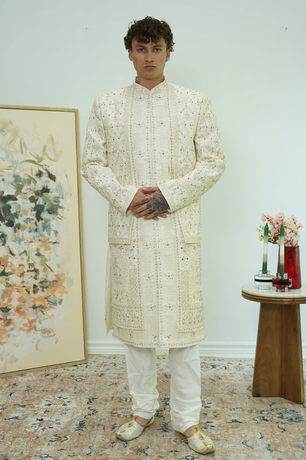 Layered heavy embroidered Sherwani Set