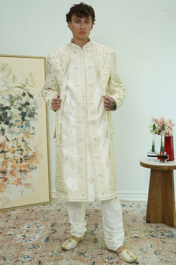 Layered heavy embroidered Sherwani Set
