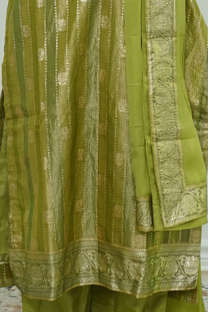 Olive Gleam Banarasi Salwar Kameez (Outside Ontario) - myethnicrentals