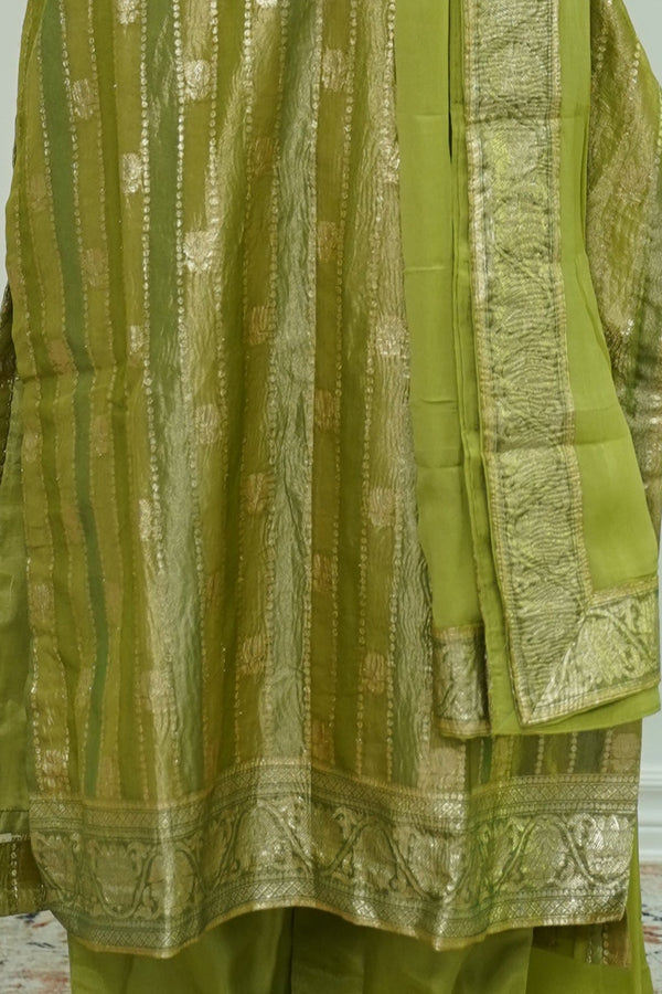 Olive Gleam Banarasi Salwar Kameez