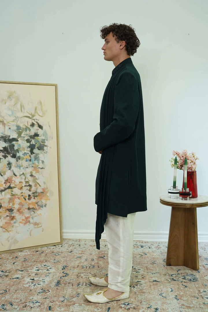 Forest Green Indo-Western Sherwani Set (Outside Ontario) - myethnicrentals