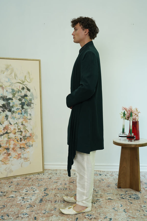 Forest Green Indo-Western Sherwani Set