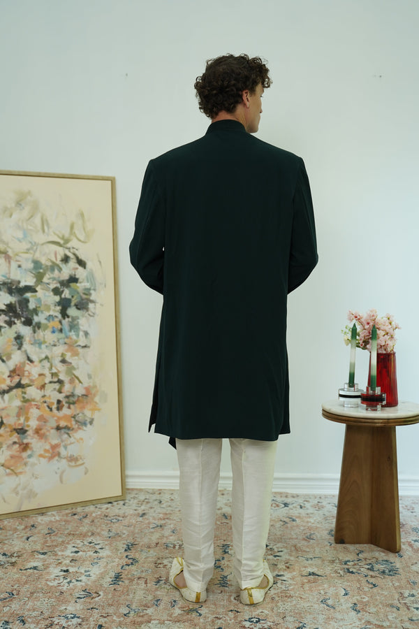 Forest Green Indo-Western Sherwani Set