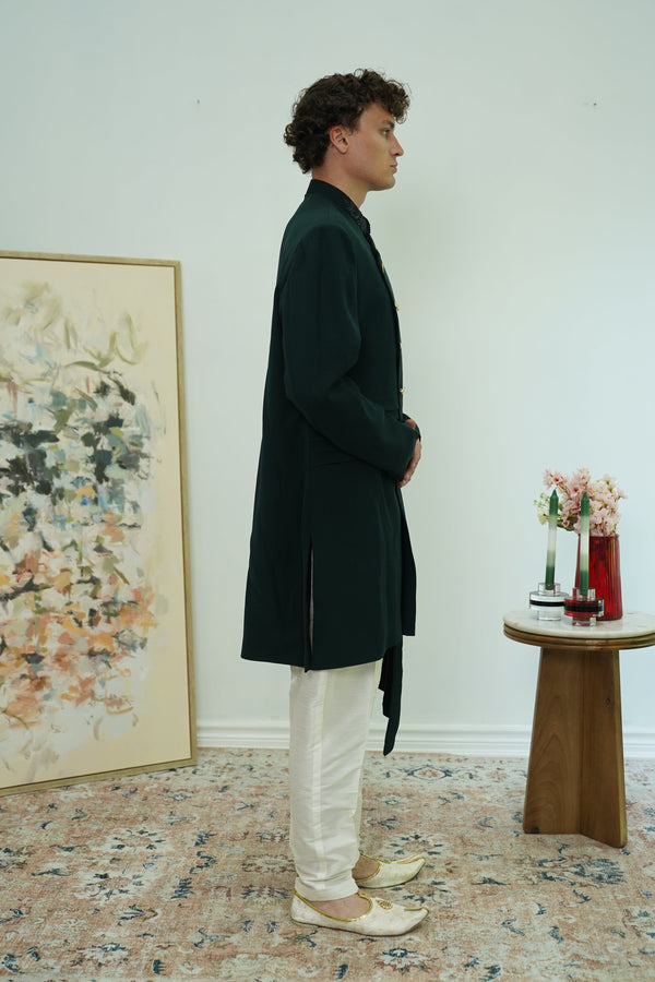 Forest Green Indo-Western Sherwani Set