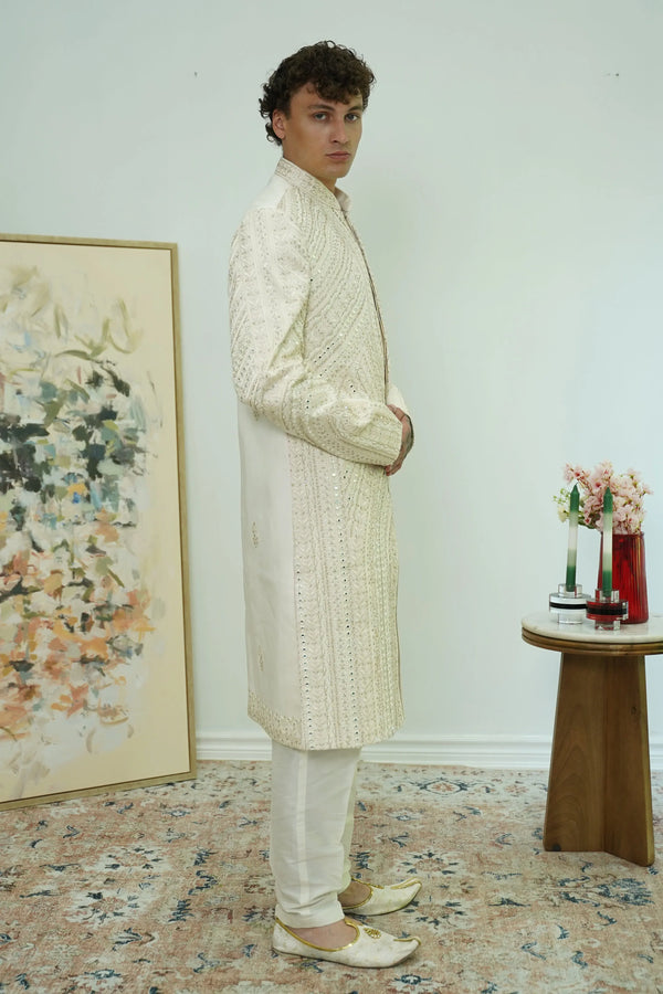 Wave Mirrorwork Sherwani Set (Outside Ontario) - myethnicrentals