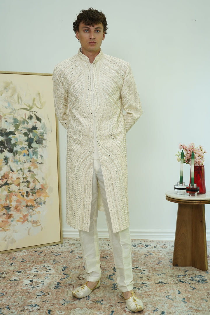 Wave Mirrorwork Sherwani Set