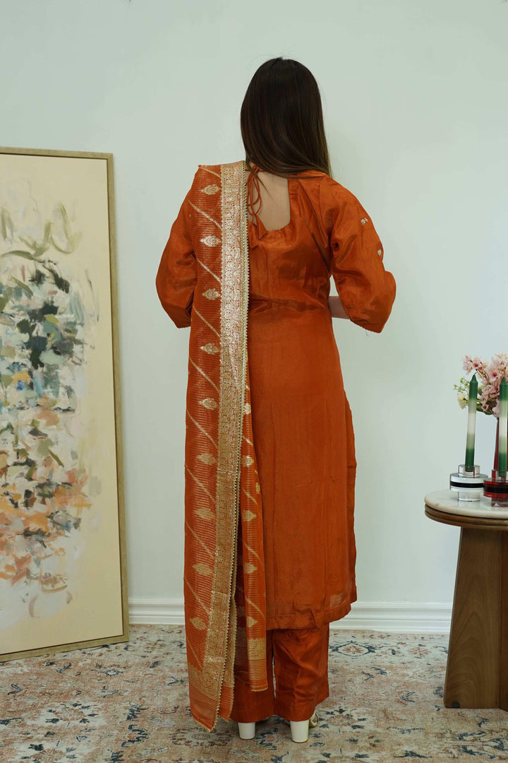 Rust Harmony Embroidered Salwar Kameez (Outside Ontario) - myethnicrentals