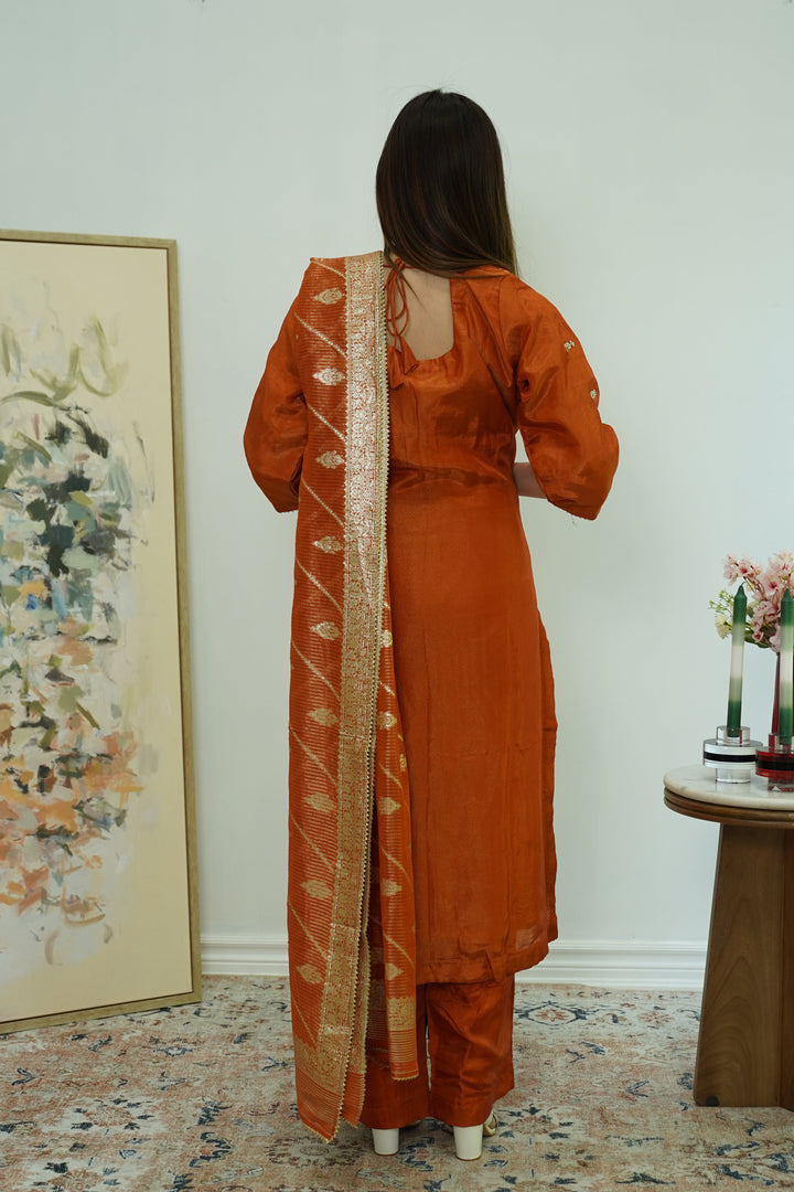 Rust Harmony Embroidered Salwar Kameez