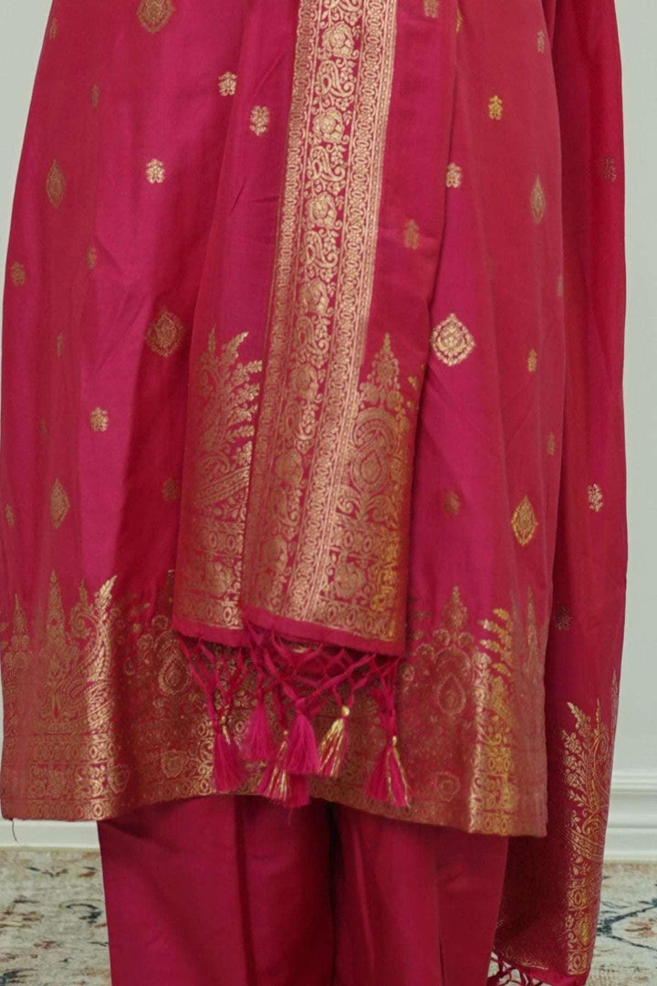Fuchsia Radiance Brocade Salwar Kameez (Outside Ontario) - myethnicrentals
