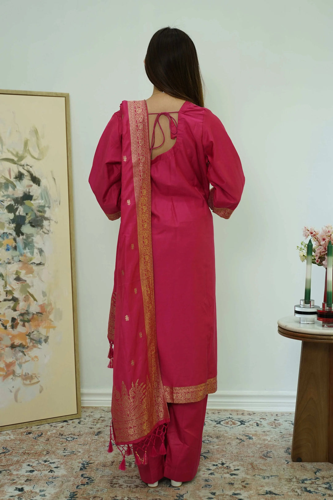 Fuchsia Radiance Brocade Salwar Kameez (Outside Ontario) - myethnicrentals