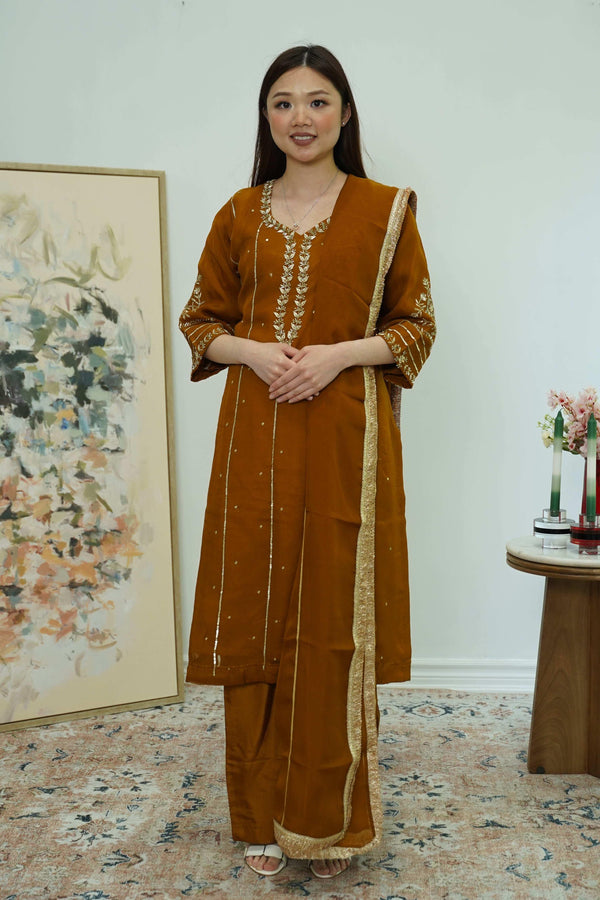 Amber Leaf Embroidered Salwar Kameez (Outside Ontario) - myethnicrentals