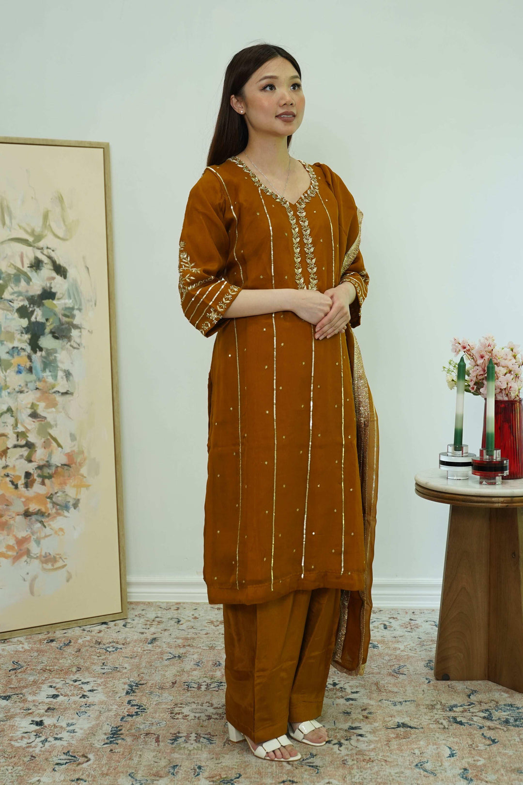 Amber Leaf Embroidered Salwar Kameez (Outside Ontario) - myethnicrentals