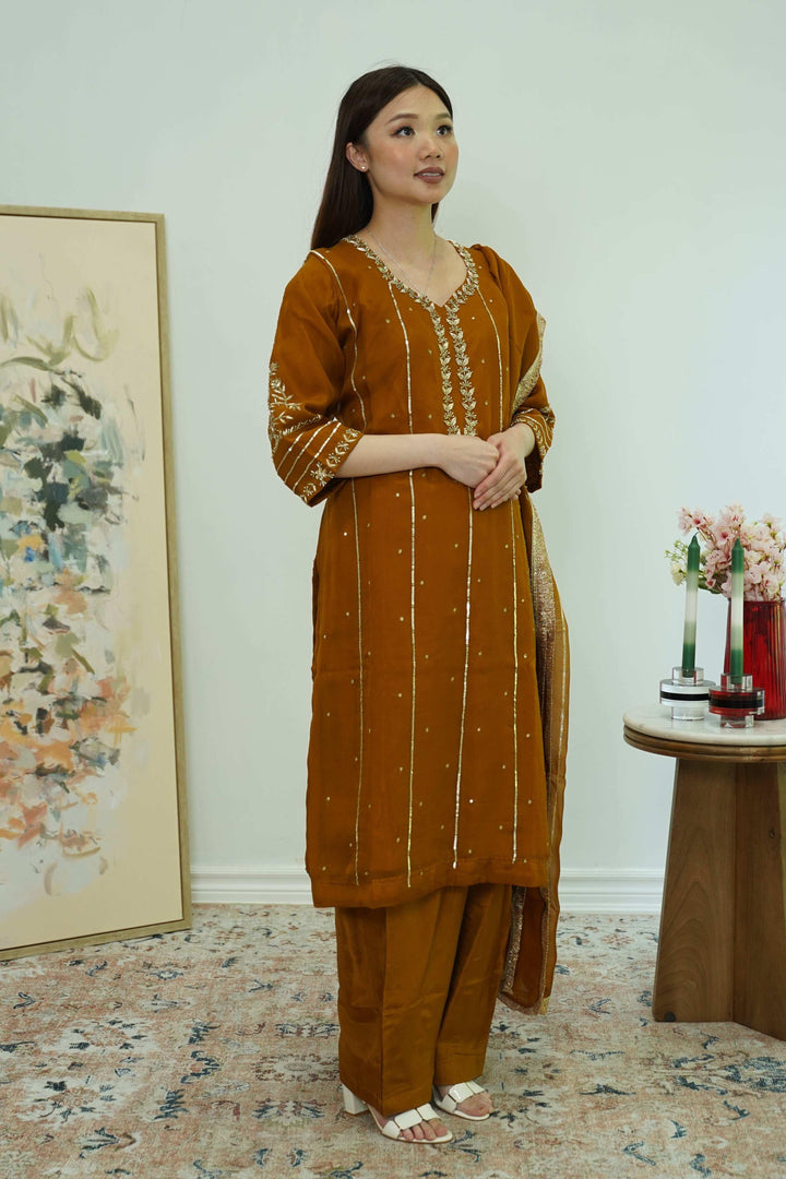 Amber Leaf Embroidered Salwar Kameez (Outside Ontario) - myethnicrentals