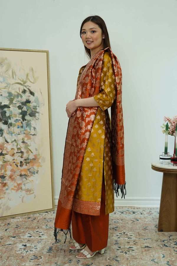 Amber Bloom Brocade Salwar Kameez (Outside Ontario) - myethnicrentals