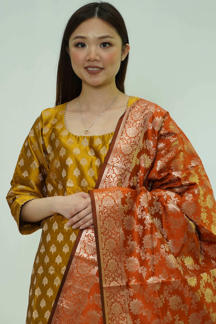 Amber Bloom Brocade Salwar Kameez (Outside Ontario) - myethnicrentals