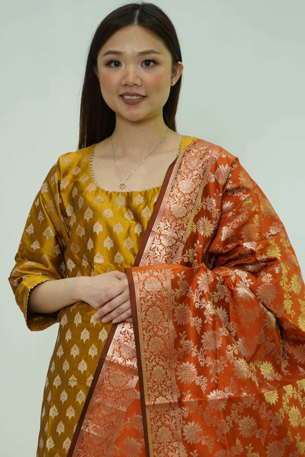 Amber Bloom Brocade Salwar Kameez (Outside Ontario) - myethnicrentals