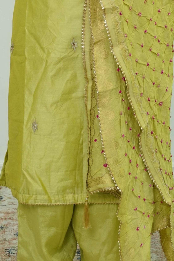 Chartreuse Mirrorwork Salwar Kameez (Outside Ontario) - myethnicrentals