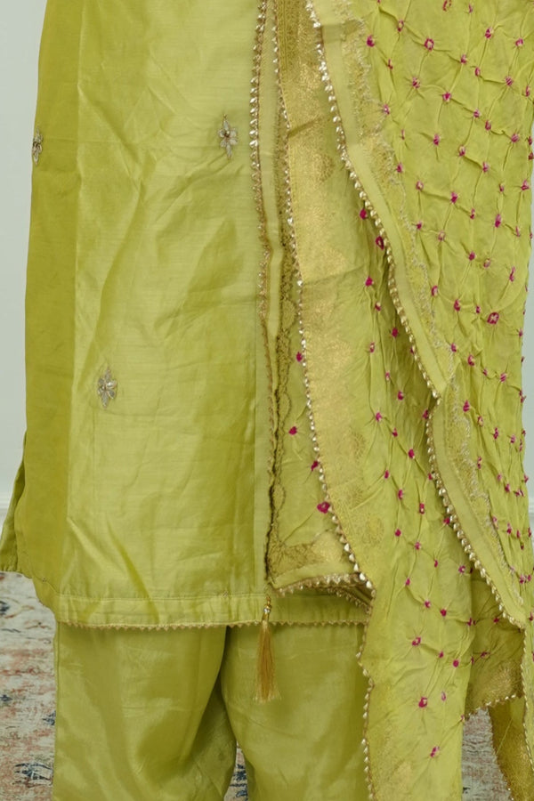 Chartreuse Mirrorwork Salwar Kameez