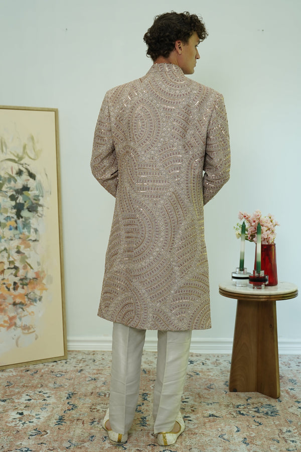 Champagne Radiance Sequin Sherwani Set