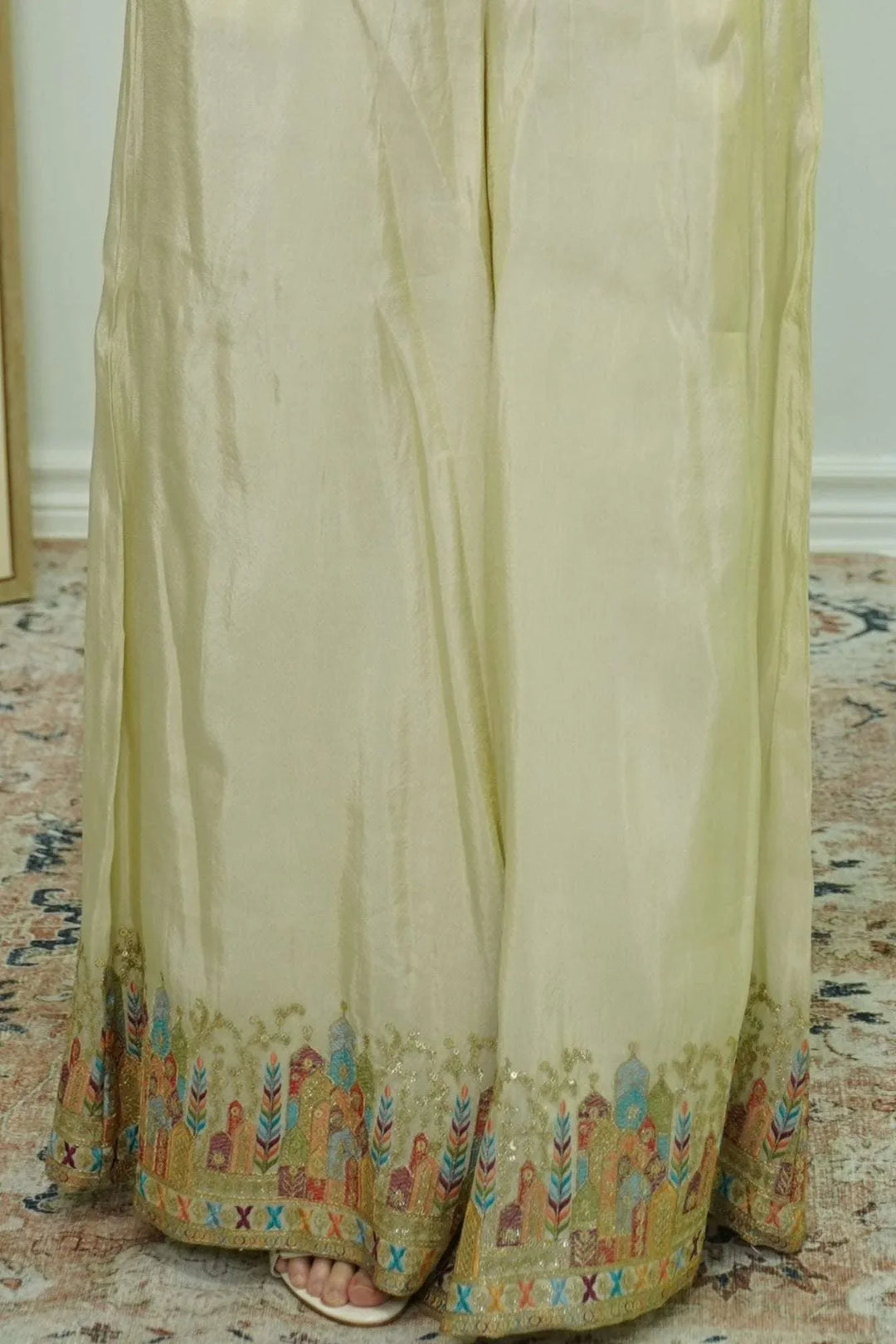 Ivory Embroidered Sleeveless Gharara Set (Outside Ontario) - myethnicrentals