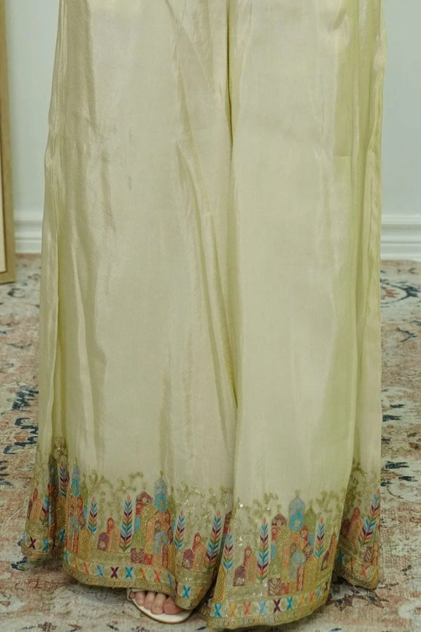 Ivory Embroidered Sleeveless Gharara Set (Outside Ontario) - myethnicrentals